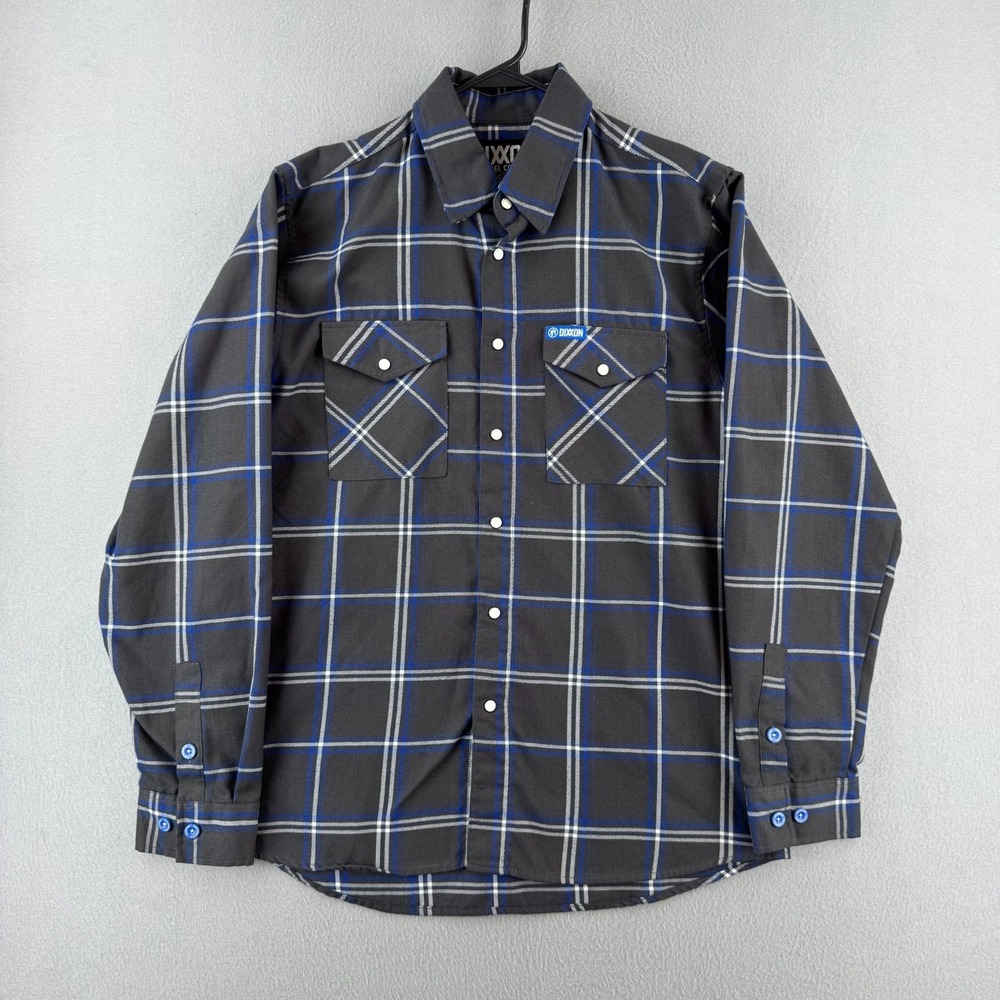 Dixxon Flannel Co Shirt Mens Medium‎ Dark Gray Plaid Pearl Snap